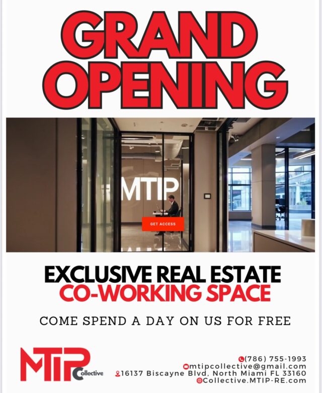 GRAND OPENING ALERT! We’re thrilled to unveil MTIP Collective, the ultimate co-working experience designed exclusively for real estate professionals. Whether you’re closing deals, building your next big idea, or just need a space with powerful energy and purpose — we’ve got your seat ready. Spend a day on us — completely FREE. Come feel the MTIP difference. Scan the QR code to claim your FREE Day Pass or Visit: Collective.MTIP-RE.com Location: 16137 Biscayne Blvd, North Miami FL 33160 Contact: (786) 755-1993 | mtipcollective@gmail.com Let’s Scale, Leverage, Network, Automate, Save, and Generate Leads — Together. Spread the word 📣 #MTIPCollective #RealEstateWorkspace #CoworkingMiami #GrandOpening #MTIP #RealEstateNetworking #AIandRealEstate #ScaleWithAI #LeverageTech #LeadGeneration #RealEstateAutomation #MiamiCoworking #NorthMiamiOffice #FreeDayPass #ExclusiveWorkspace #ScanToWin #1PMAI #MichaelMakabi